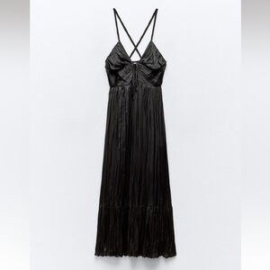 ZARA SATIN SLIP DRESS BLACK SZ L